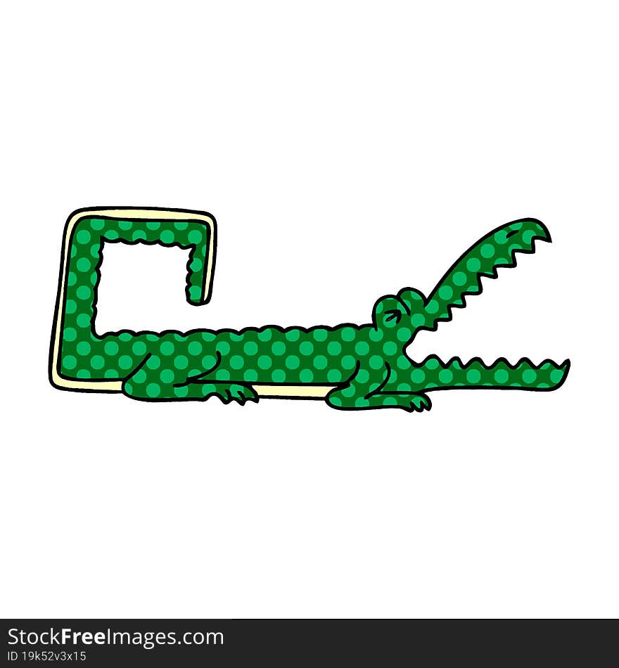 quirky comic book style cartoon crocodile