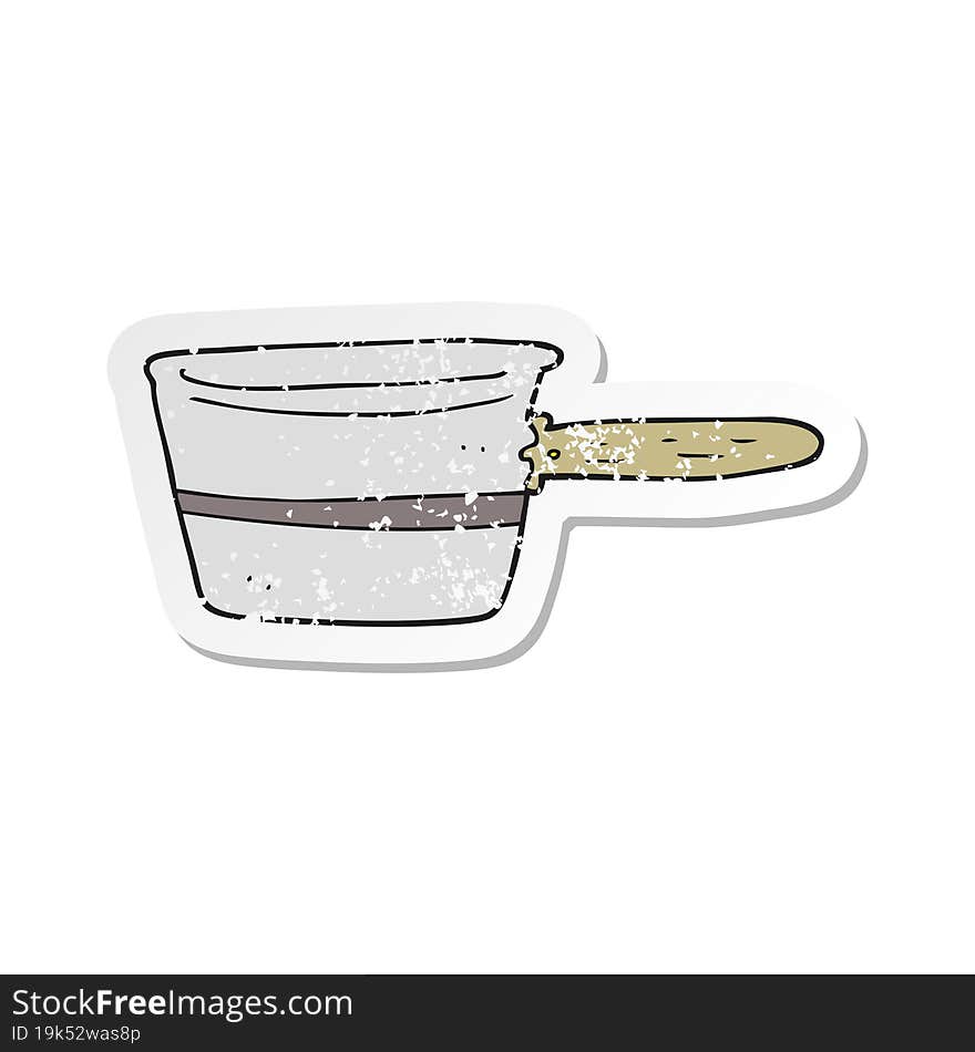 retro distressed sticker of a cartoon saucepan