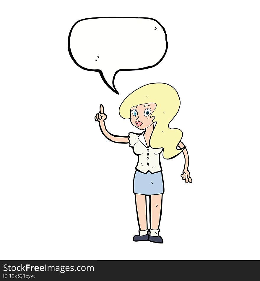 cartoon pretty woman with idea with speech bubble