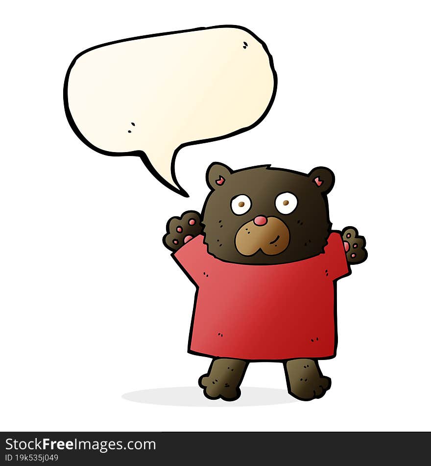 Cartoon Cute Black Bear With Speech Bubble