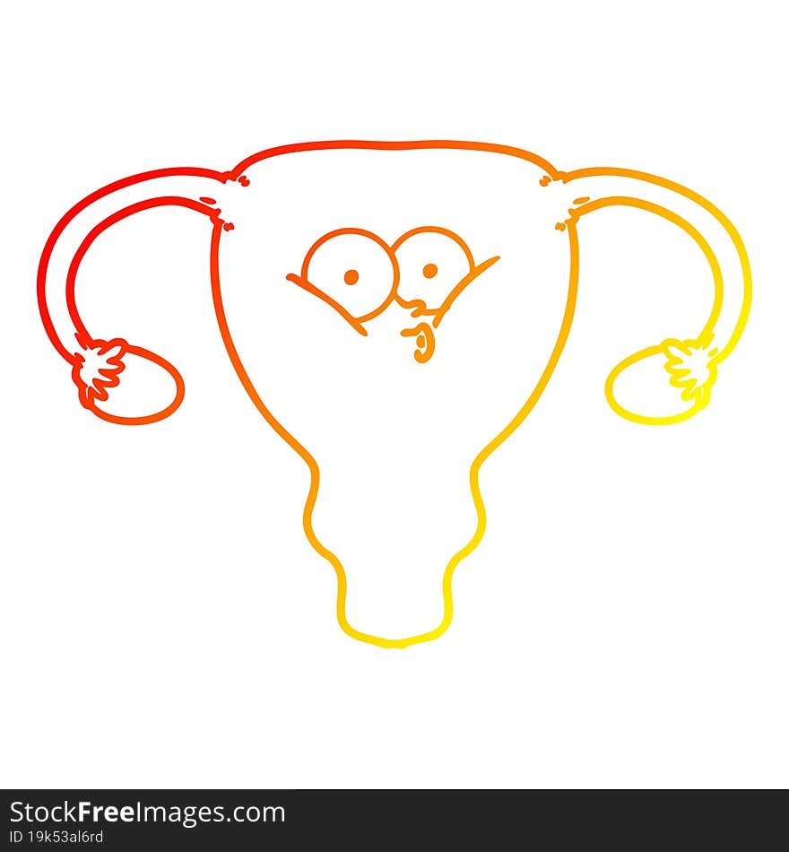 warm gradient line drawing cartoon uterus