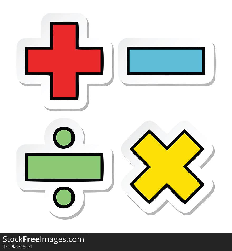 sticker of a cute cartoon math symbols