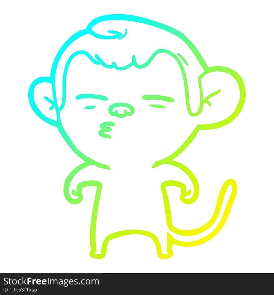 cold gradient line drawing cartoon suspicious monkey