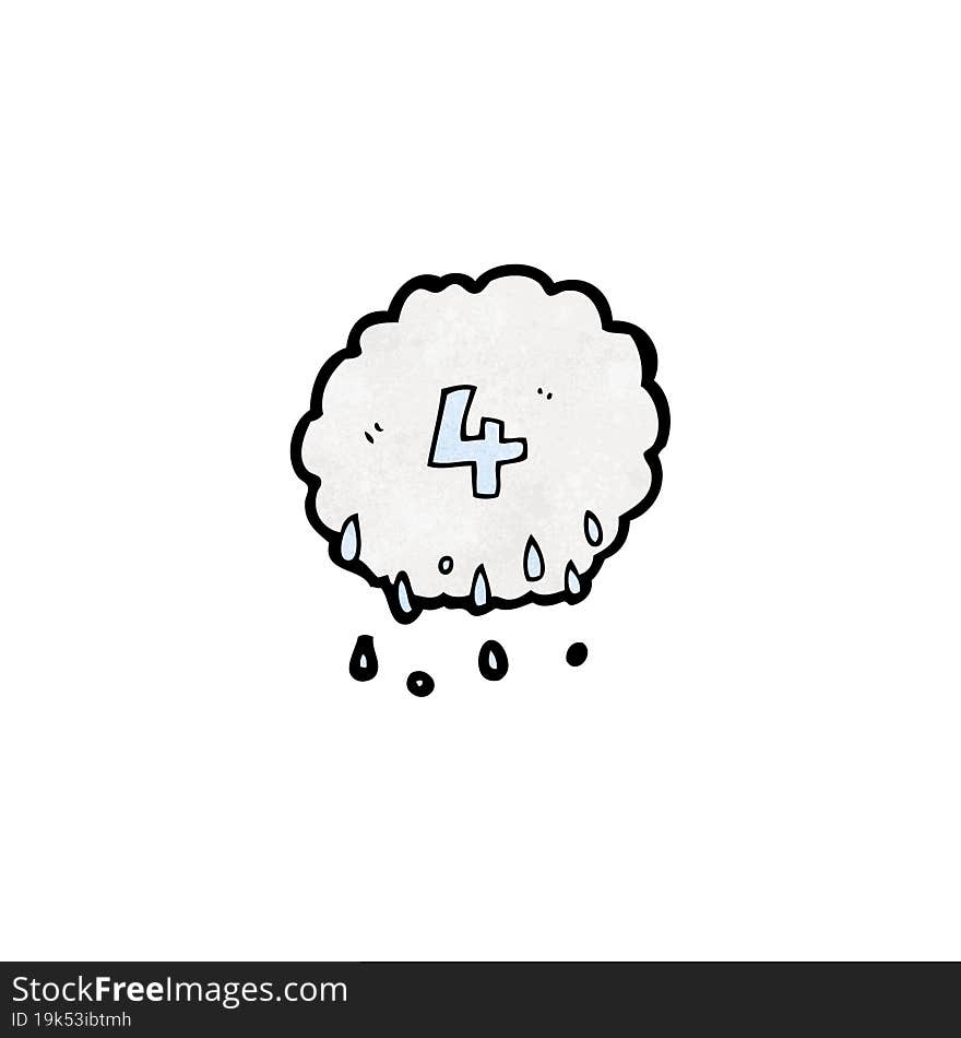 cartoon raincloud with number 4