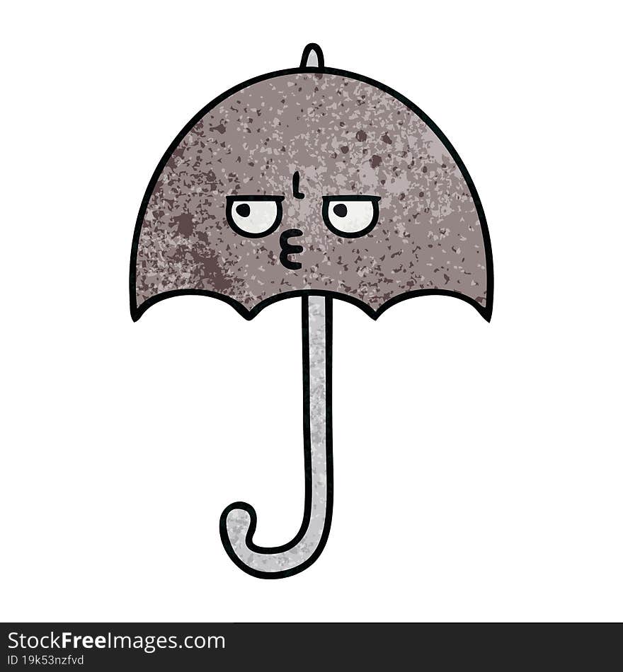 retro grunge texture cartoon of a umbrella