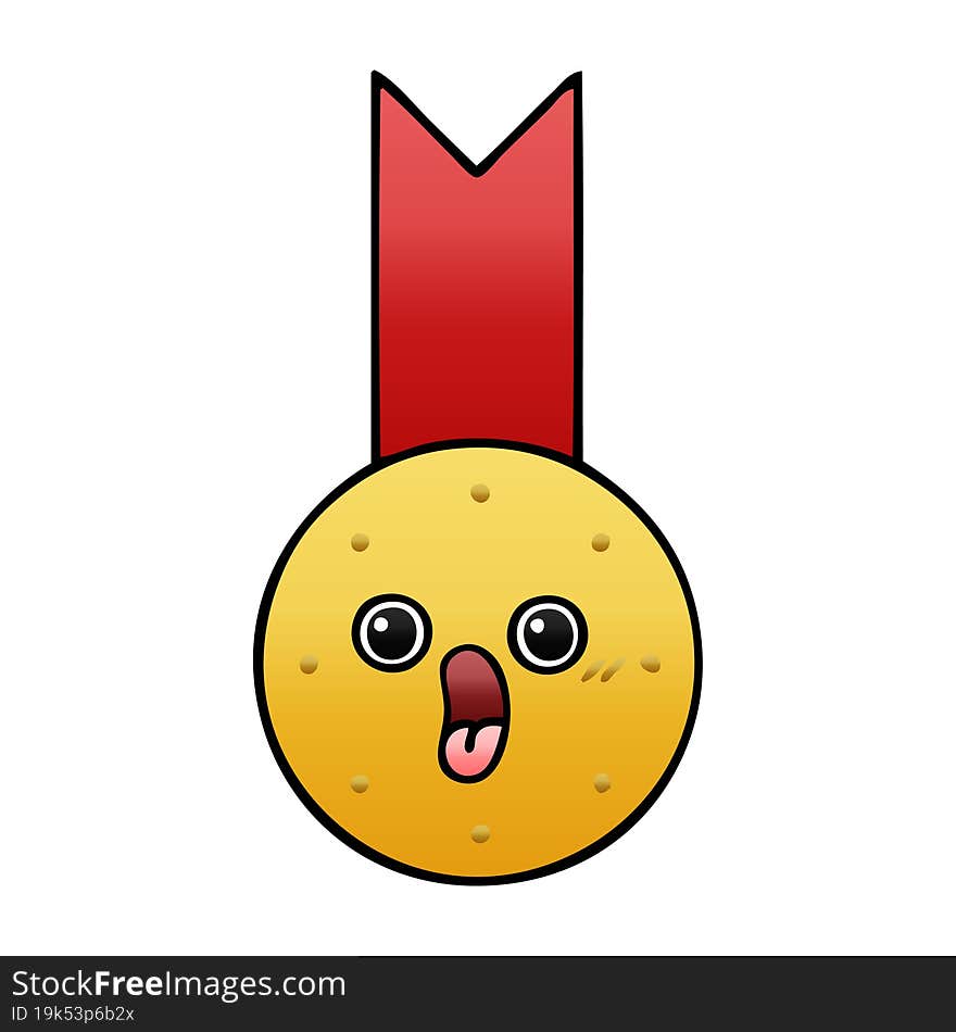 gradient shaded cartoon gold medal