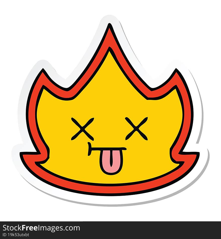 sticker of a cute cartoon fire