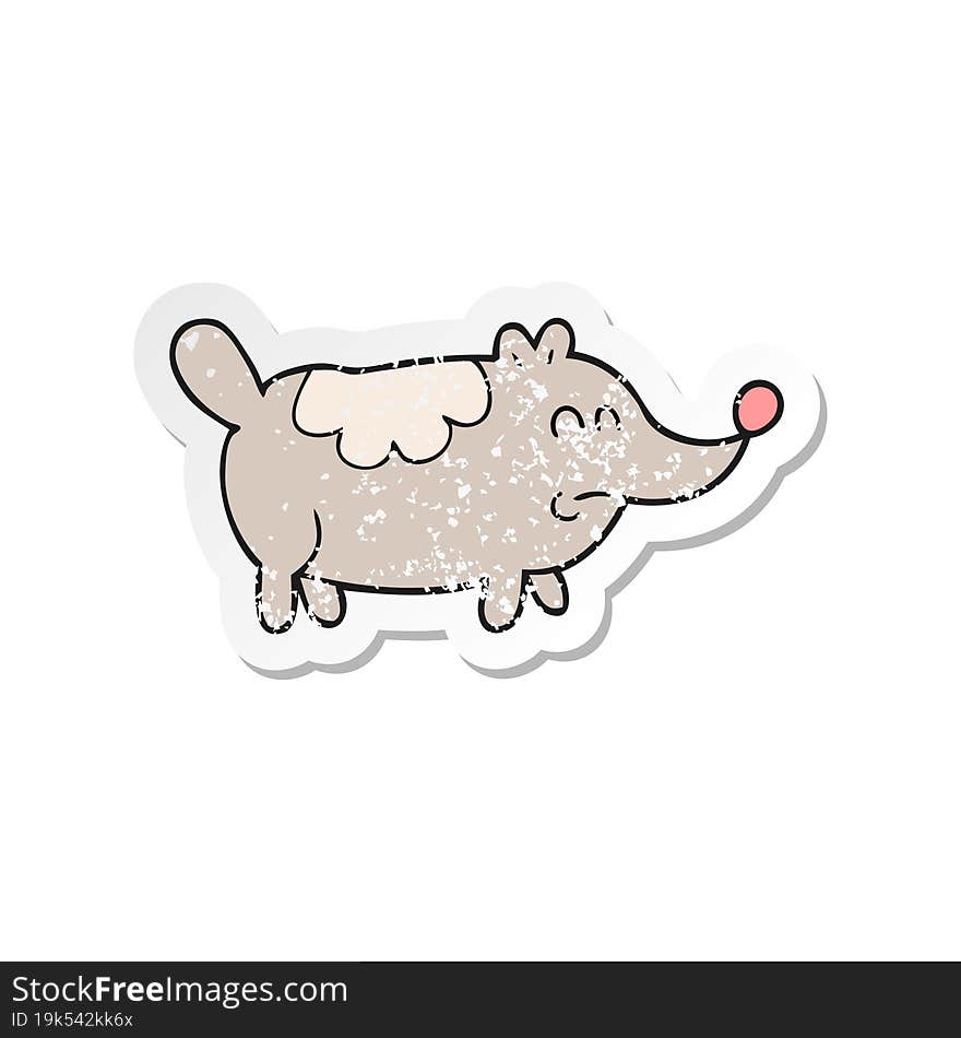 retro distressed sticker of a cartoon small fat dog