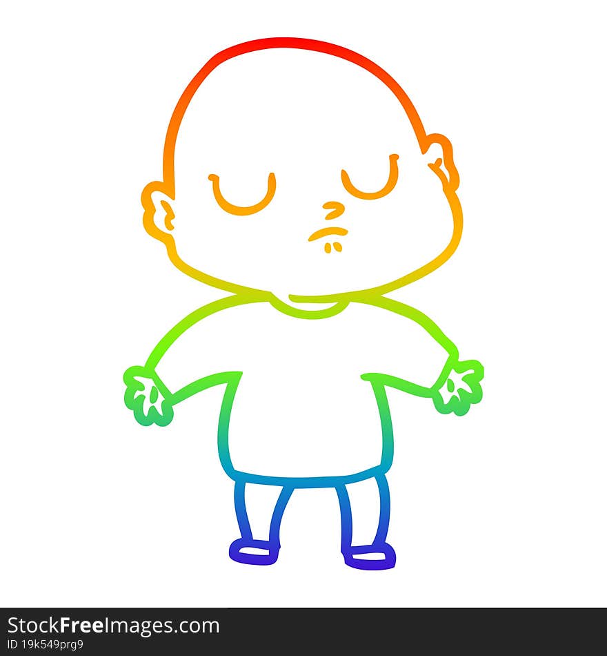 rainbow gradient line drawing of a cartoon bald man