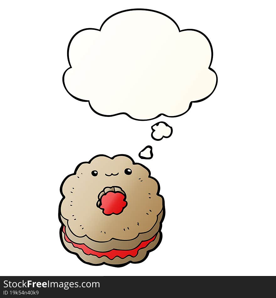 cartoon biscuit and thought bubble in smooth gradient style