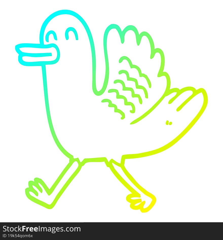 cold gradient line drawing cartoon duck