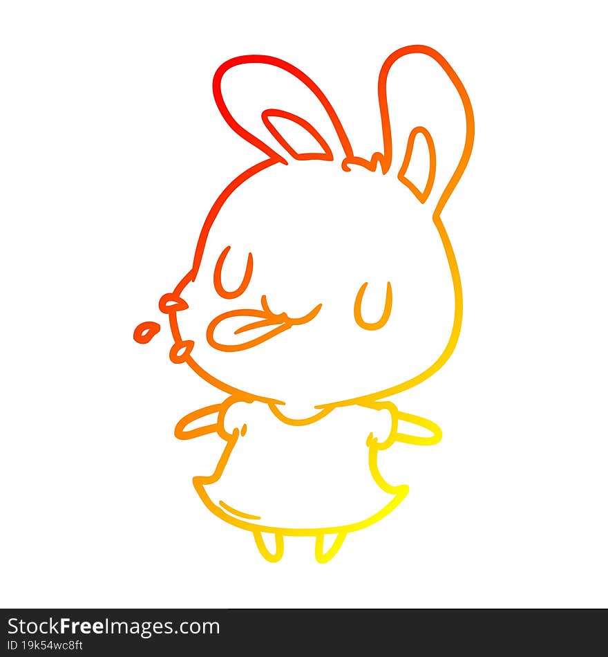 warm gradient line drawing of a cute rabbit blowing raspberry