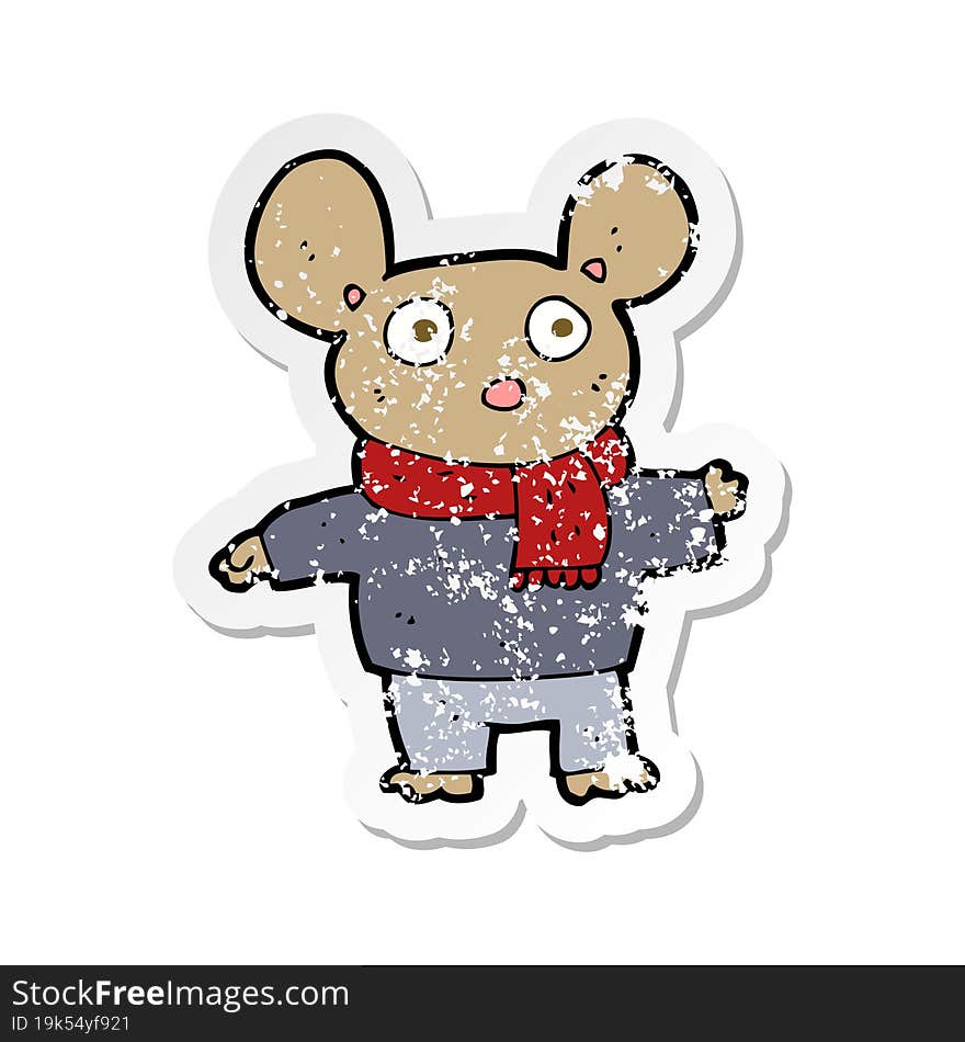 retro distressed sticker of a cartoon mouse in clothes