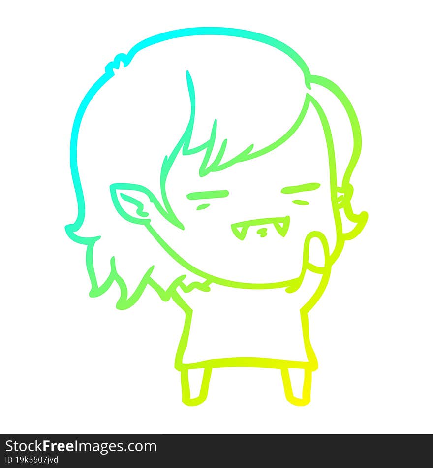 cold gradient line drawing cartoon undead vampire girl