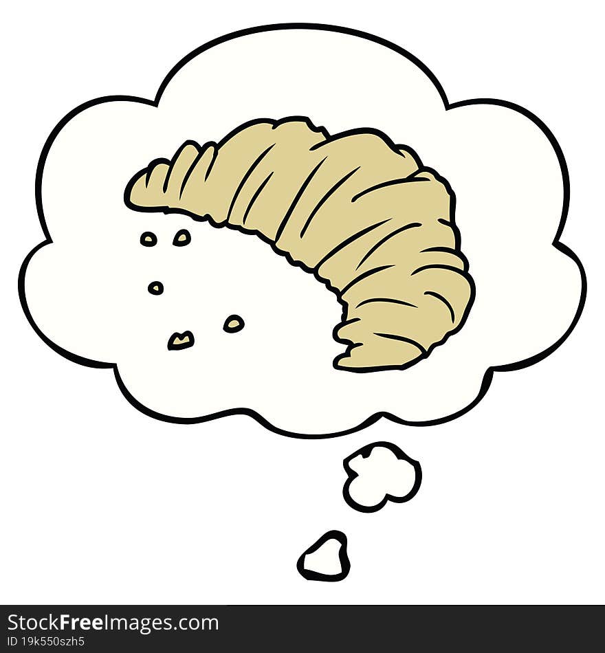 cartoon croissant and thought bubble