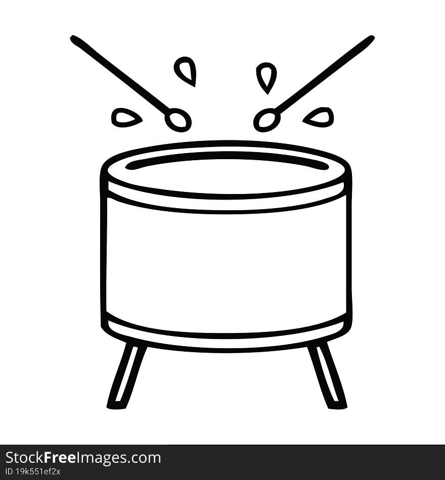 line drawing cartoon beating drum