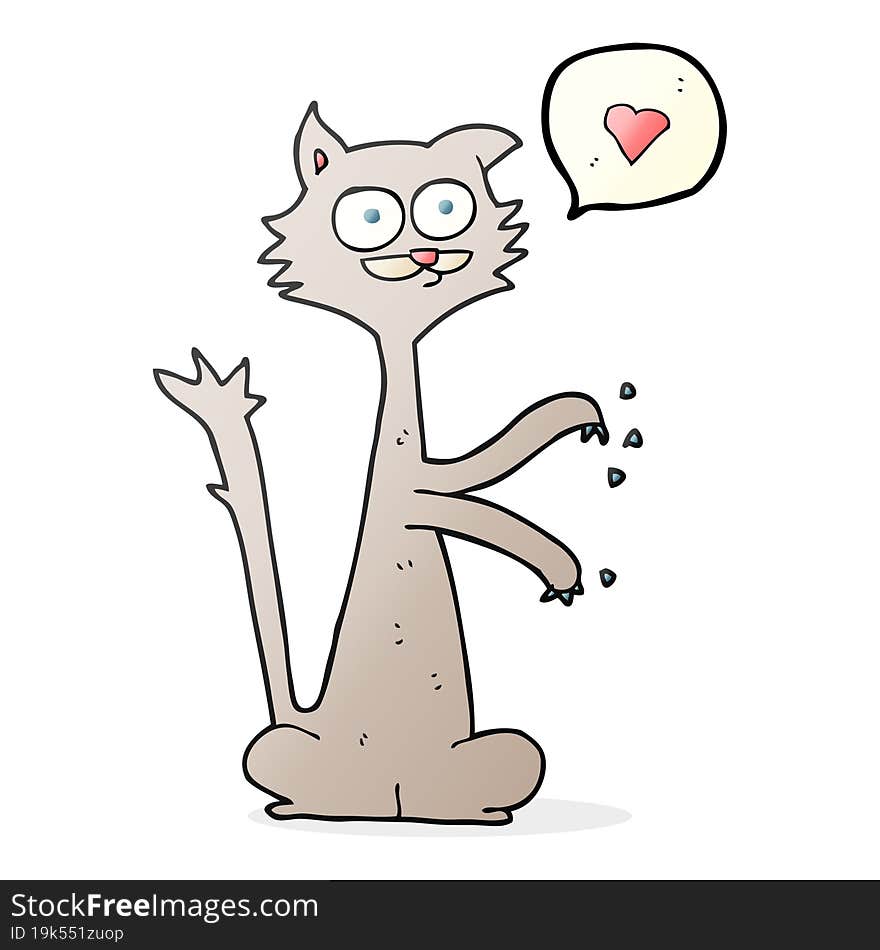 speech bubble cartoon cat scratching