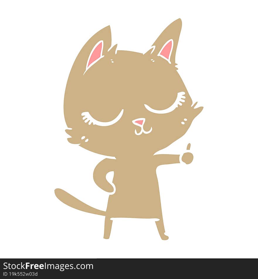 calm flat color style cartoon cat