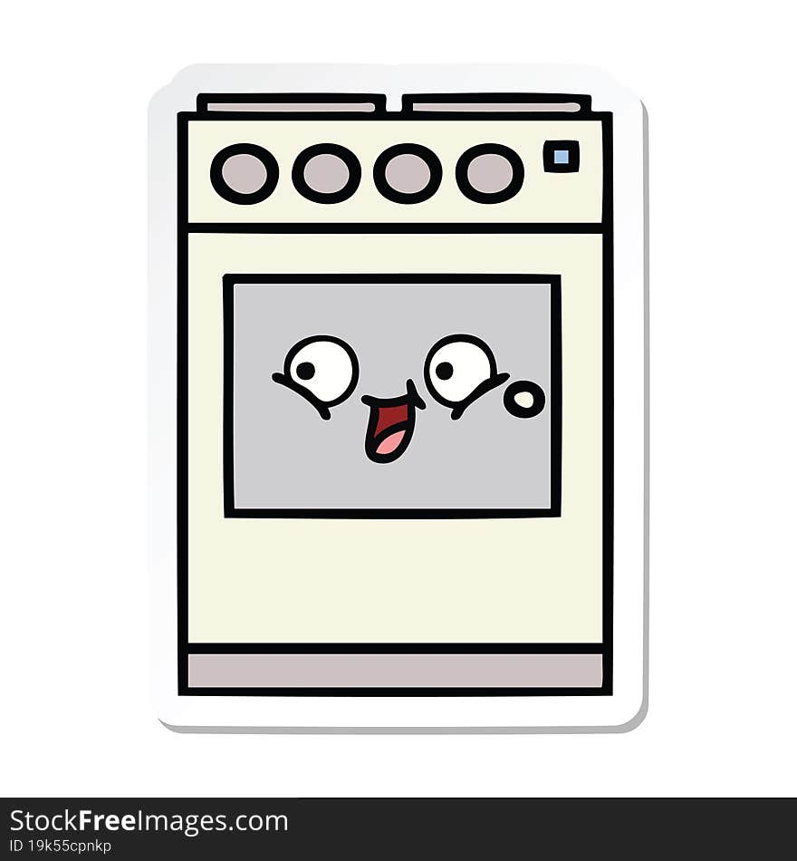 sticker of a cute cartoon kitchen oven