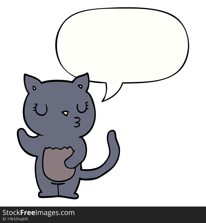 Cute Cartoon Cat And Speech Bubble