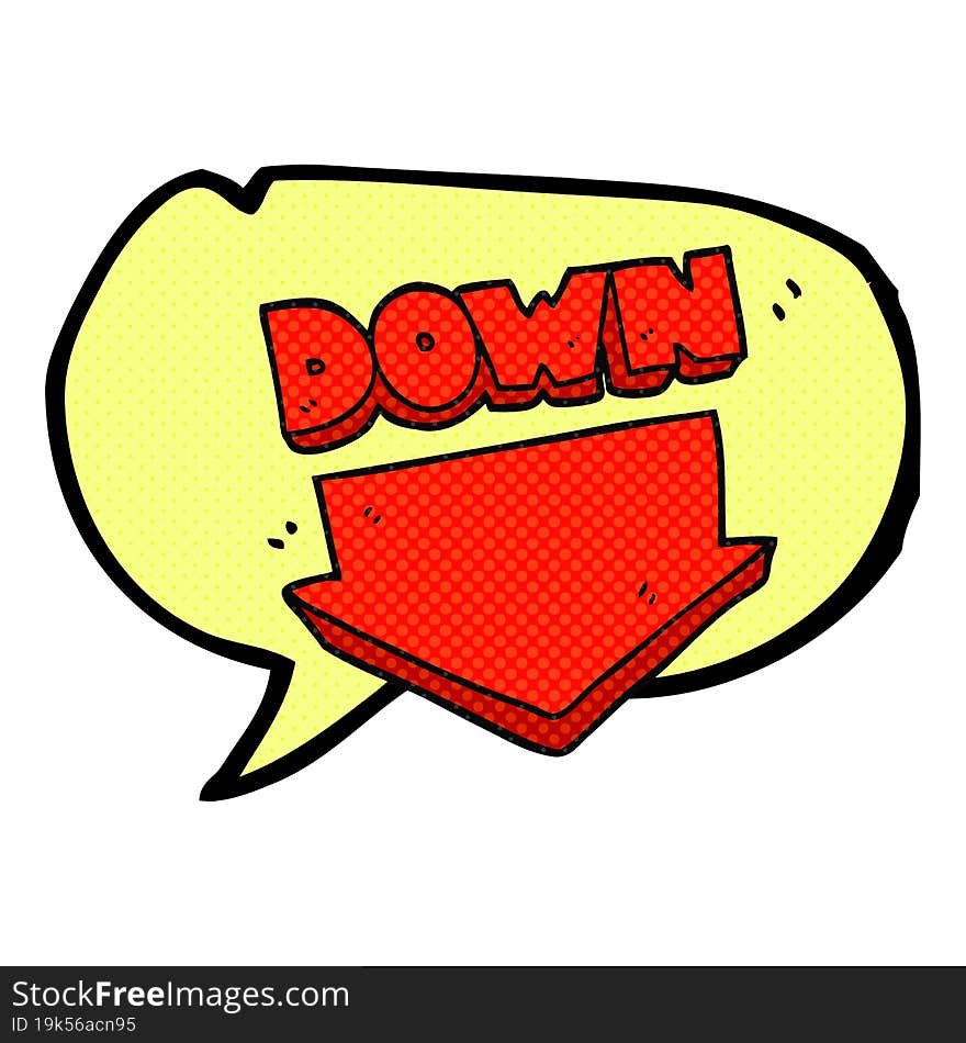 comic book speech bubble cartoon down arrow symbol