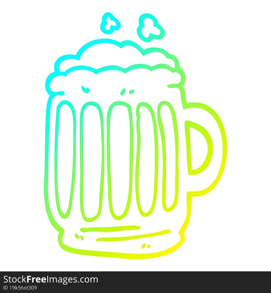 cold gradient line drawing cartoon tankard of beer