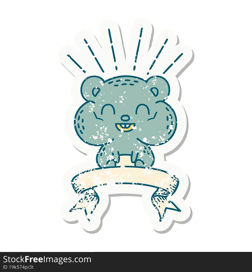 Grunge Sticker Of Tattoo Style Happy Hamster