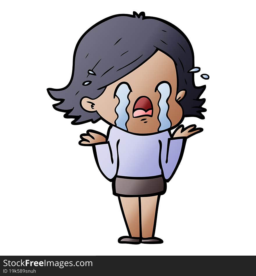 cartoon woman crying. cartoon woman crying