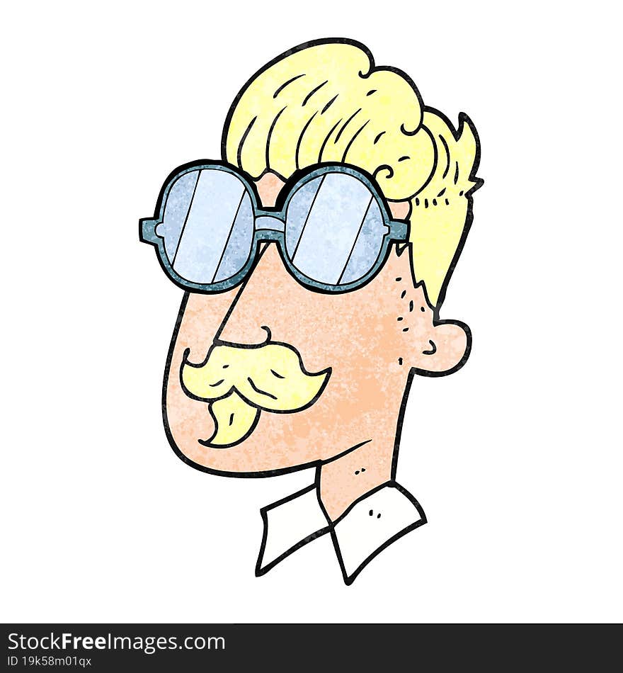 textured cartoon man with mustache and spectacles