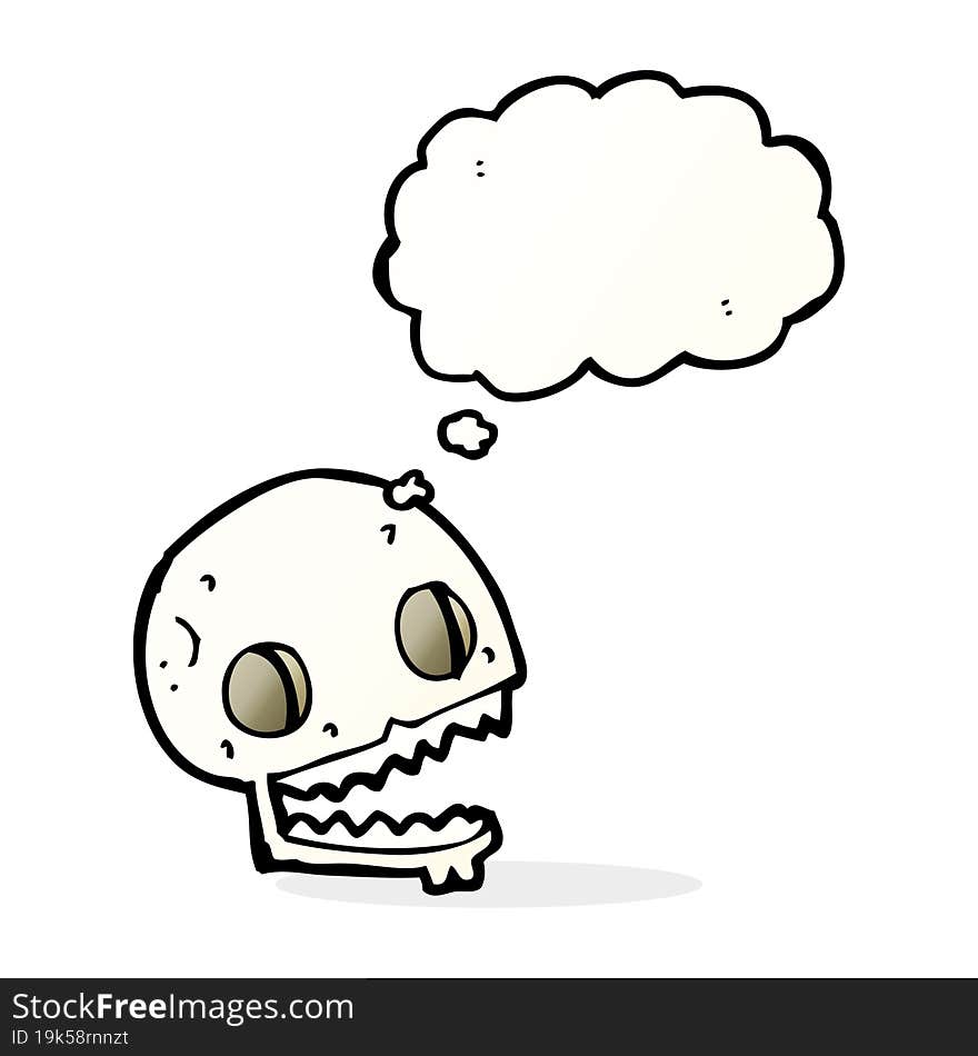 Cartoon Spooky Skull With Thought Bubble