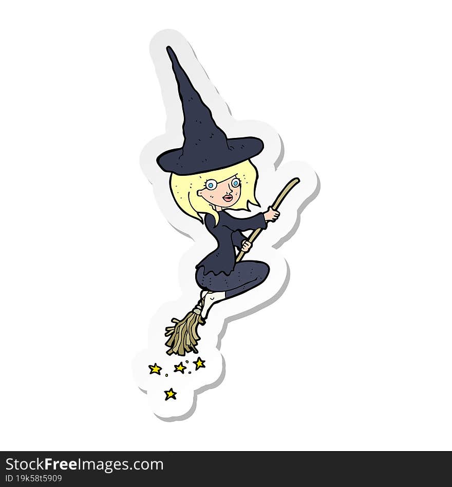 sticker of a cartoon halloween witch