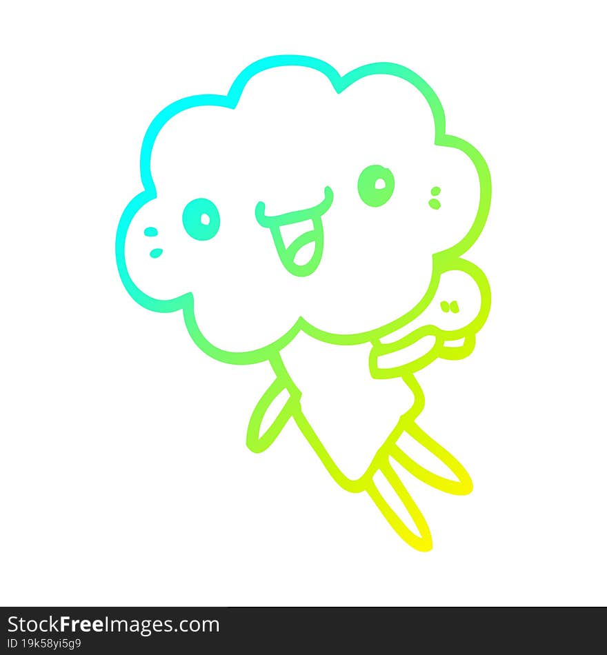 cold gradient line drawing cartoon cloud head creature