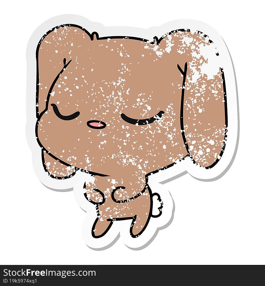 freehand drawn distressed sticker cartoon of cute kawaii bunny