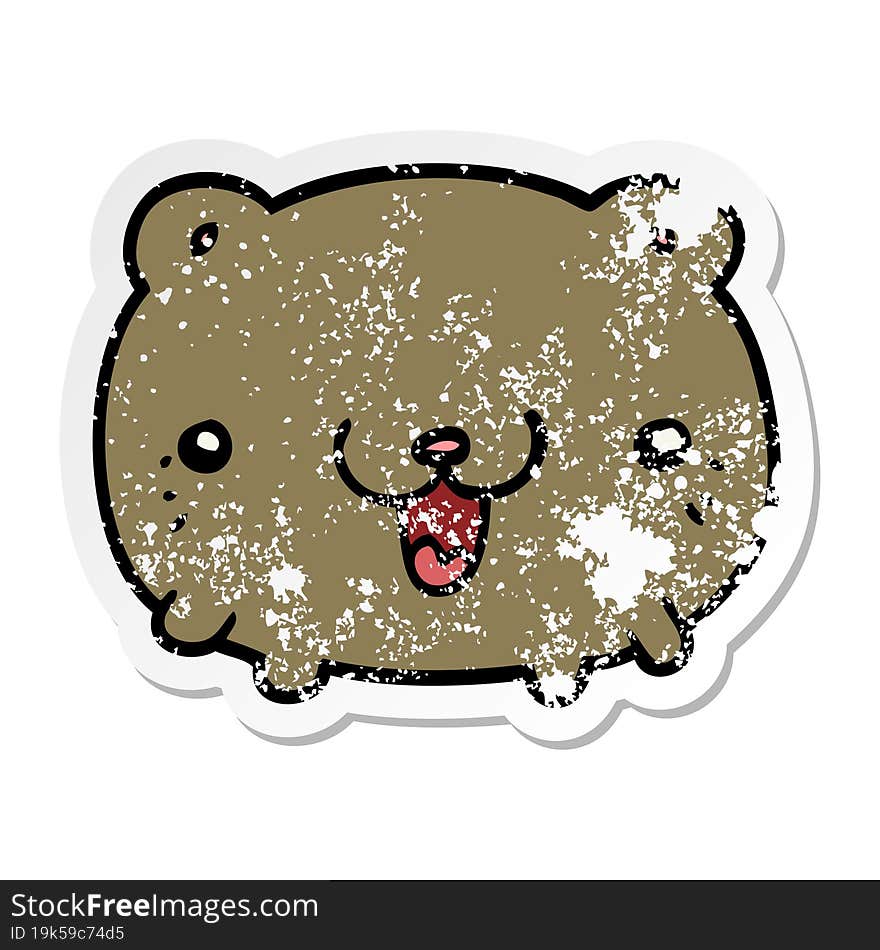 Distressed Sticker Of A Funny Cartoon Bear