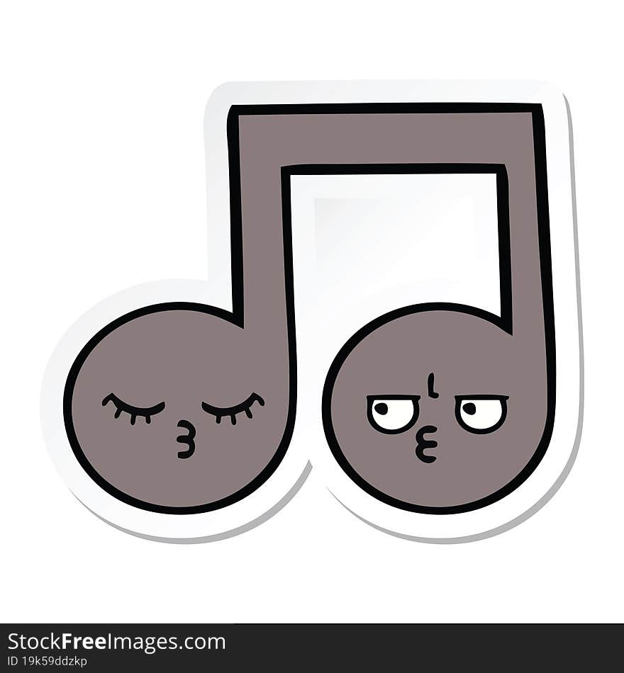 sticker of a cute cartoon musical note