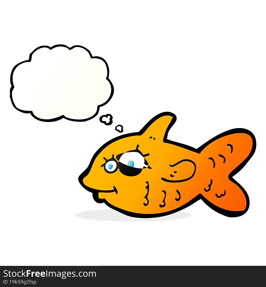 Cartoon Happy Goldfish With Thought Bubble