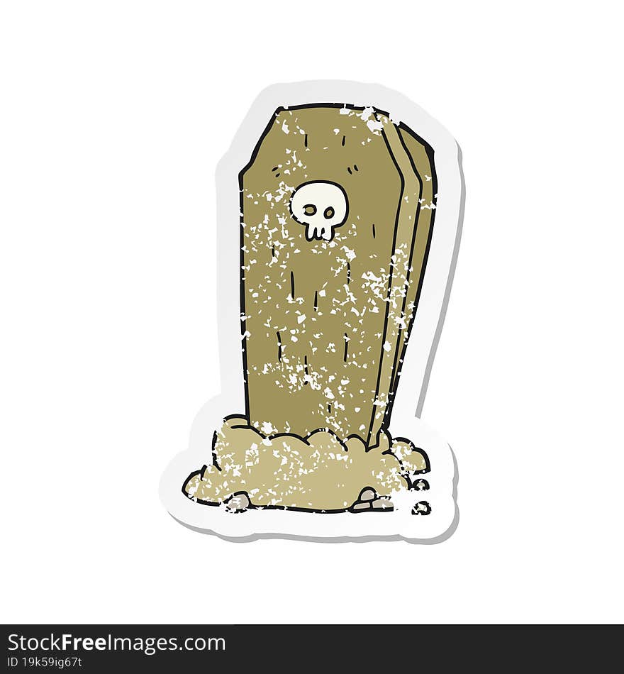 Retro Distressed Sticker Of A Cartoon Spooky Coffin