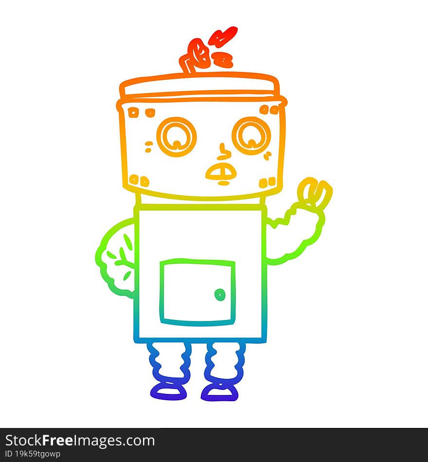 rainbow gradient line drawing cartoon robot