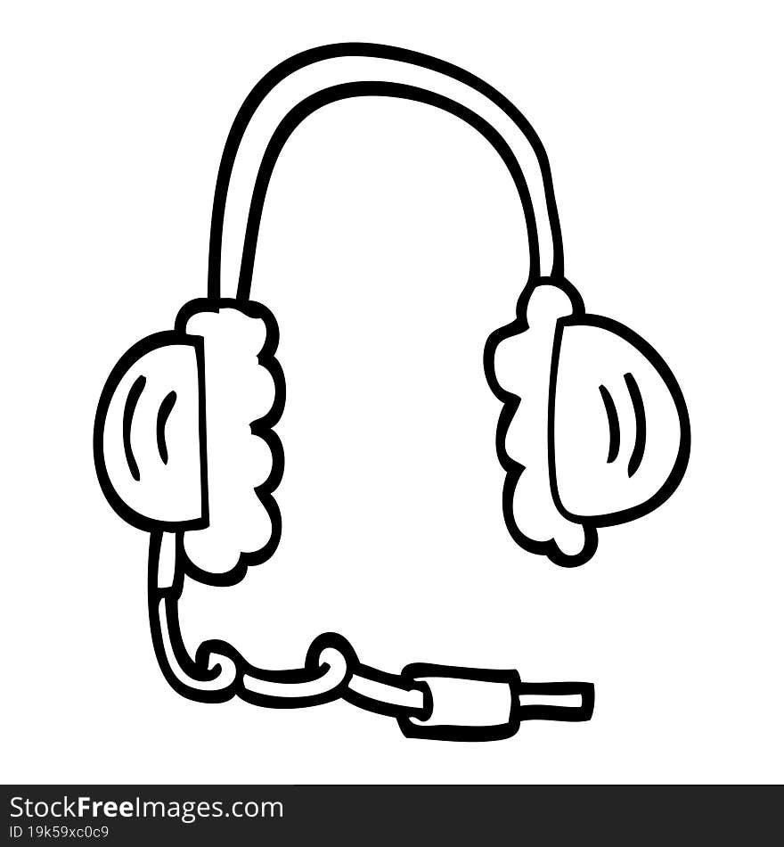 line drawing cartoon head phones