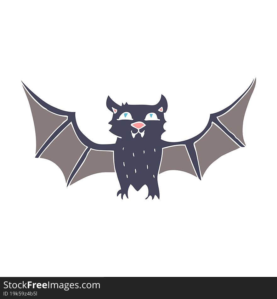 flat color illustration of a cartoon halloween bat