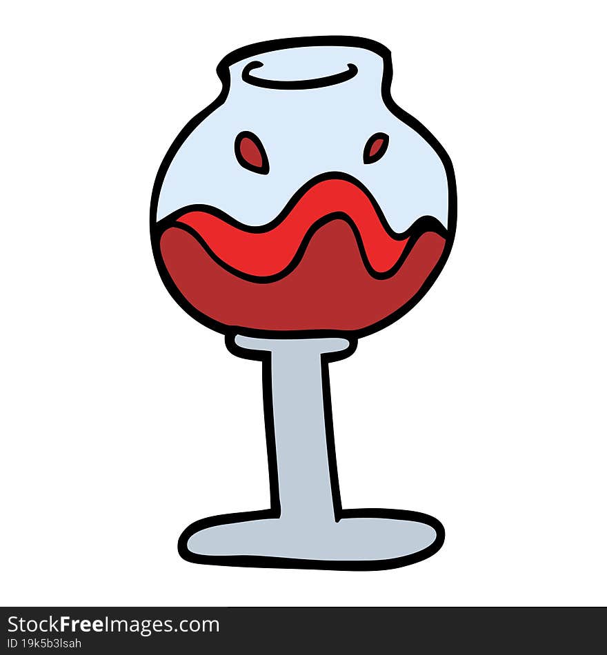 Hand Drawn Doodle Style Cartoon Glass Of Wine