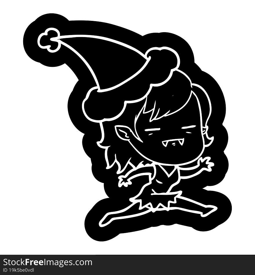 cartoon icon of a undead vampire girl wearing santa hat