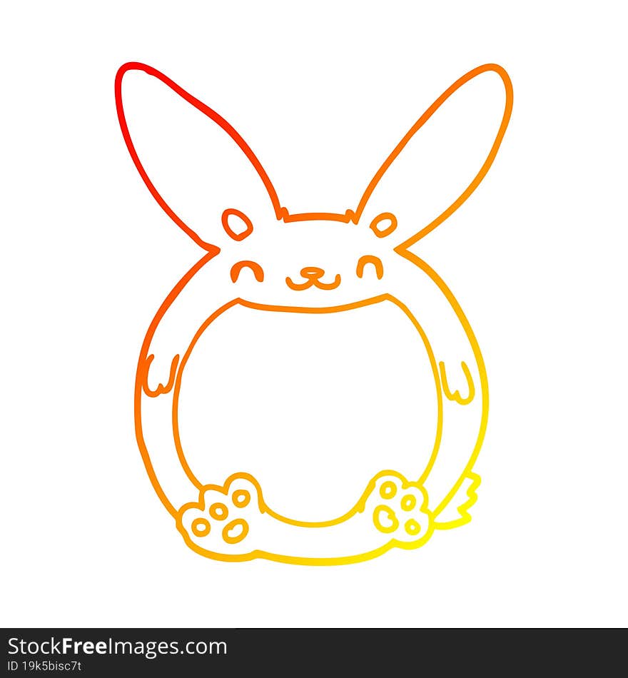 Warm Gradient Line Drawing Cartoon Rabbit