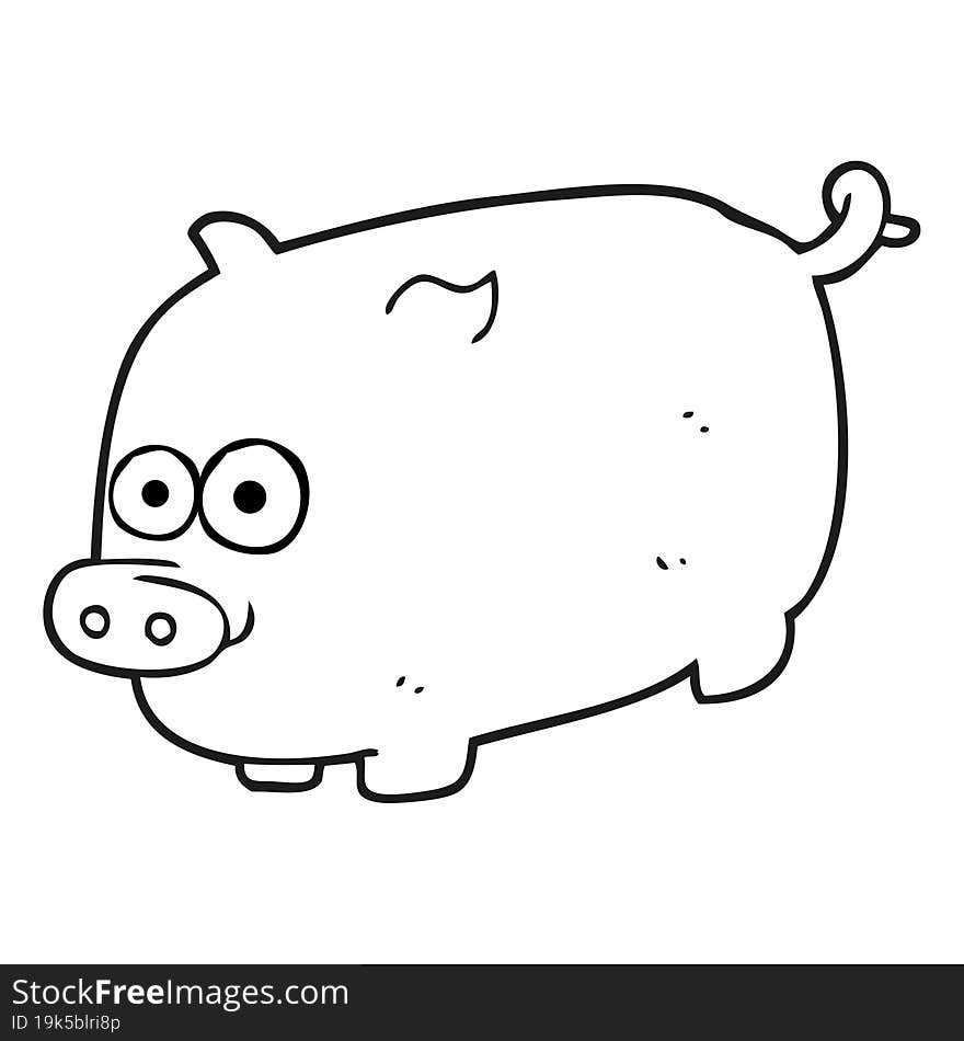 black and white cartoon pig