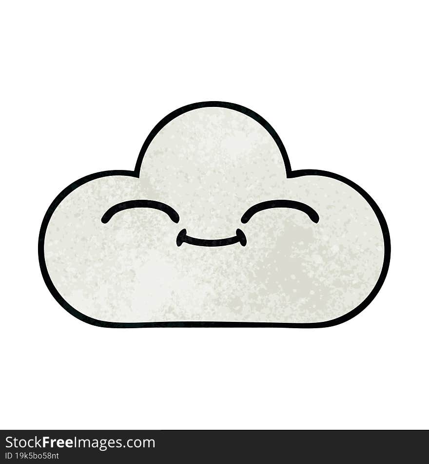 retro grunge texture cartoon of a white cloud