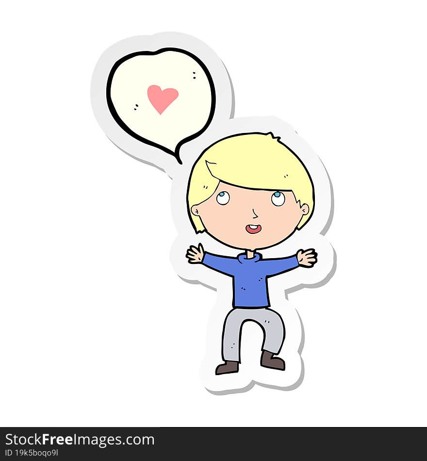 Sticker Of A Cartoon Man In Love