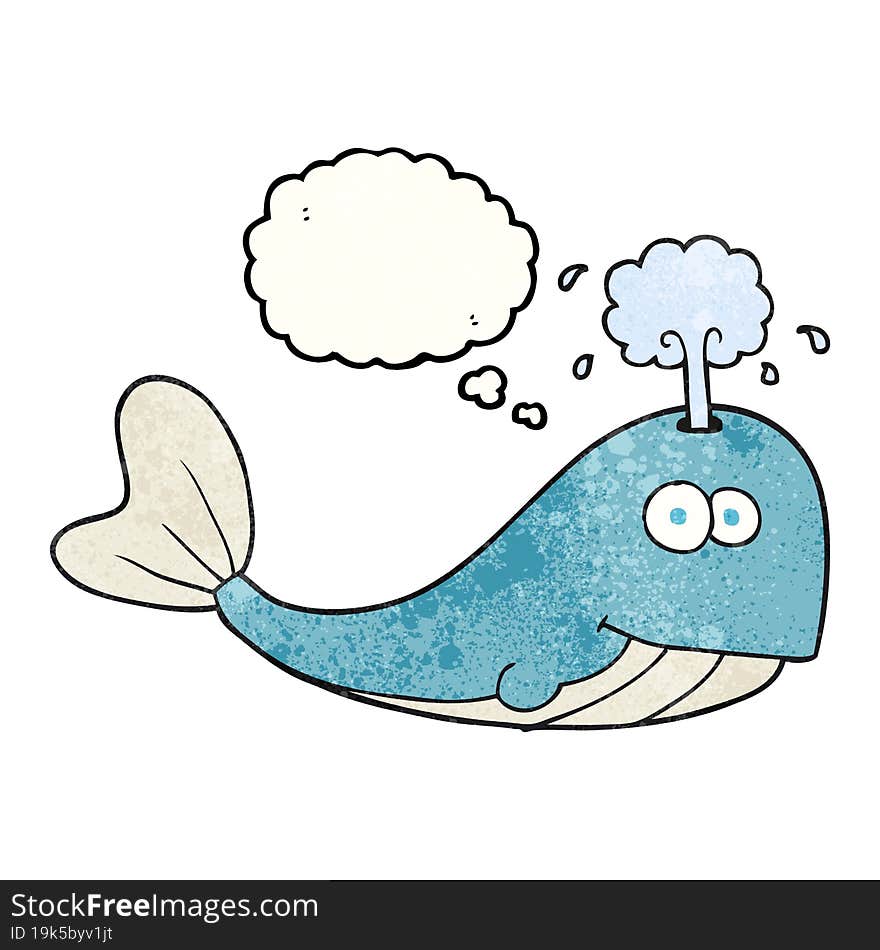 thought bubble textured cartoon whale spouting water