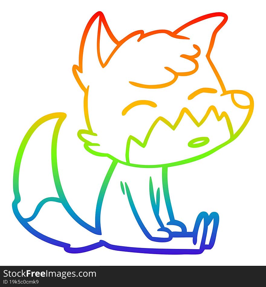 rainbow gradient line drawing cartoon fox sitting