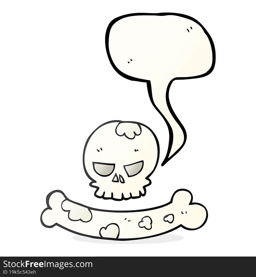 speech bubble cartoon skull and bone symbol