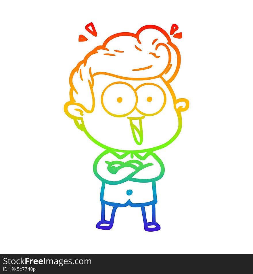 rainbow gradient line drawing cartoon excited man